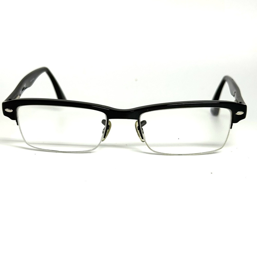 Ray-Ban RB 7014 2000 Black Semi-Rimless Rectangular Eyeglasses 52-18-140